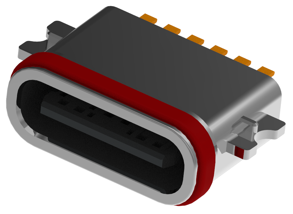 XB-ATCF-06-014-X-X TYPE C 6P 沉板0.8防水母座L=6.7mm(U型锌合金外壳)